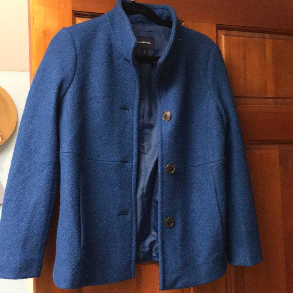 Lands Ends Ladies 4P NWOT Blue Wool Coat
